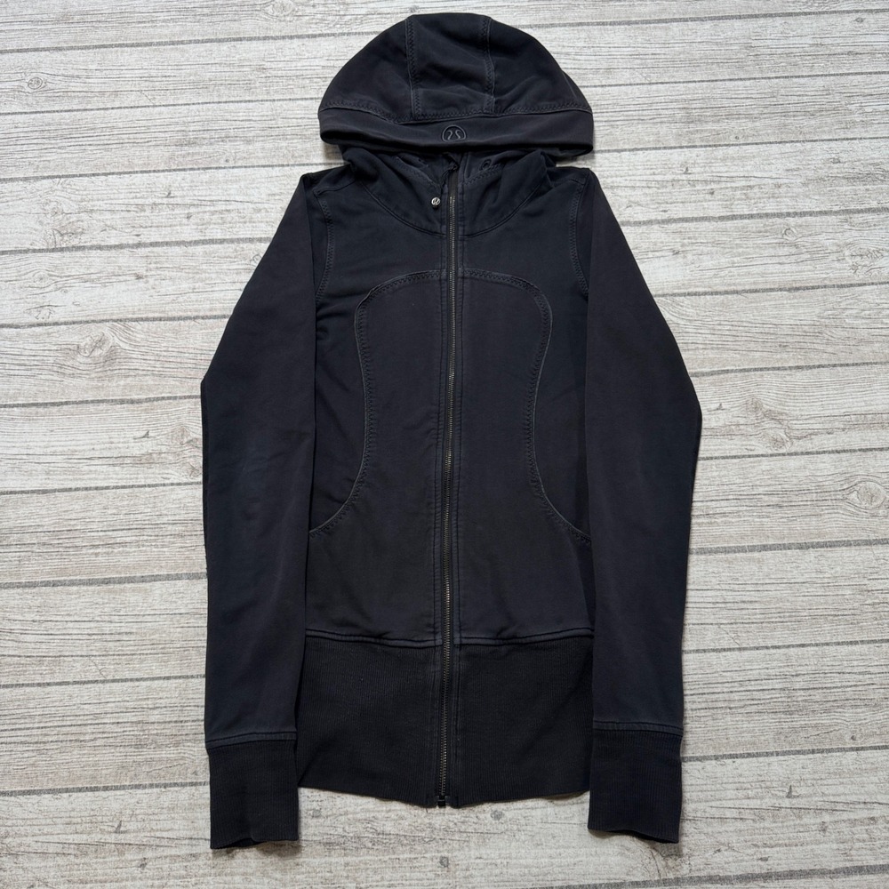 Lululemon Scuba Hoodie Women's 4 Black Thumbholes Zip Up Athletic Training Gym